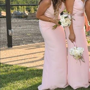 Vera Wang blush pink bridesmaids dress